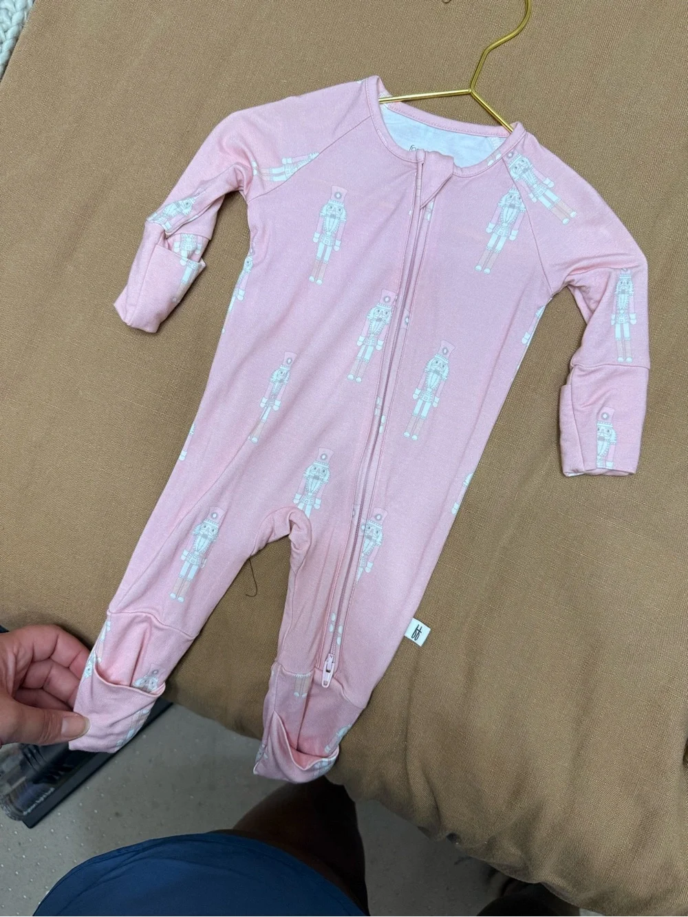 Soft Pink Nutcracker Zip-Front Footed One-Piece for Kids